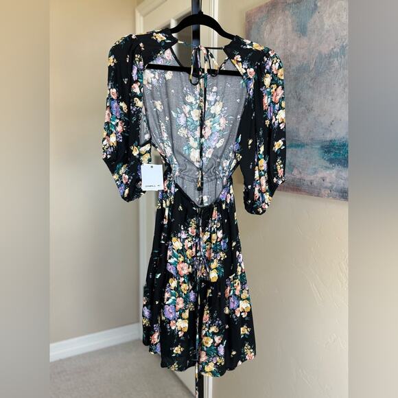 New O’Neill Alta Open Back Midi Dress Black Floral Women’s Extra Large XL NWT - Picture 5 of 8